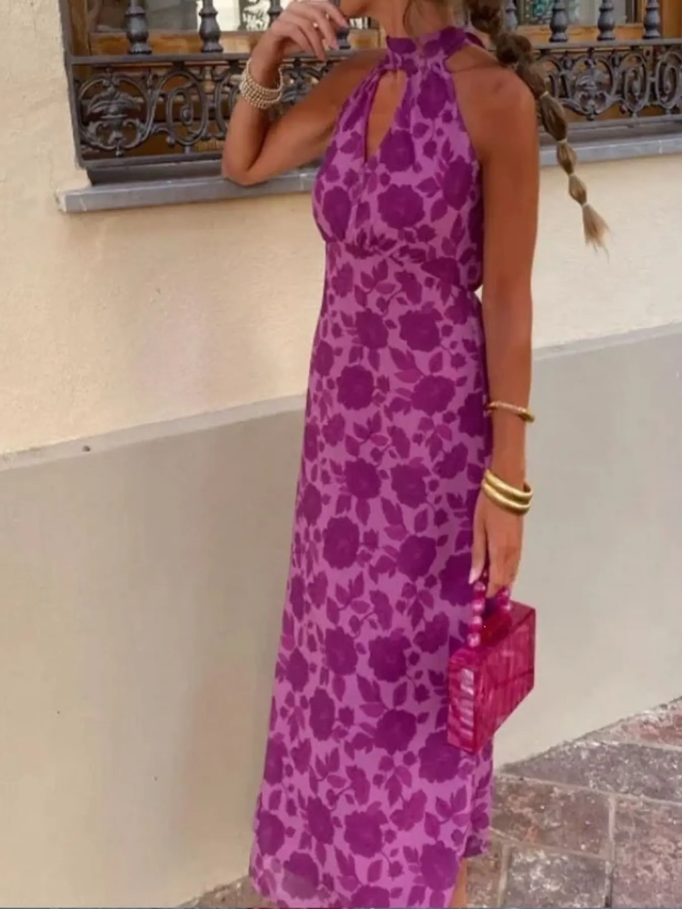 Cutout Detail Sleeveless Maxi Dress